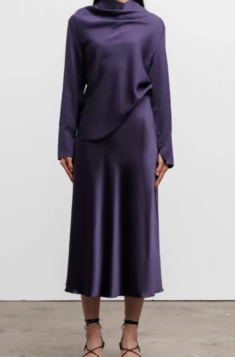 Ahlvar Gallery - Hana Satin Skirt - Plum