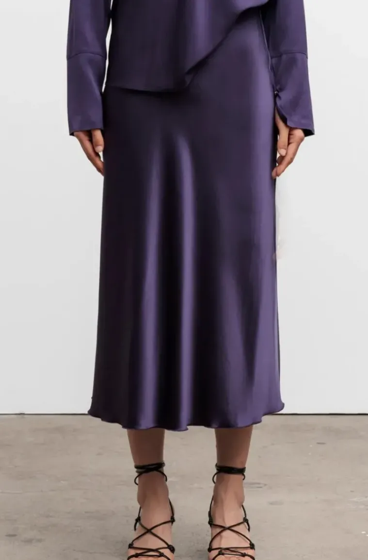 Ahlvar Gallery - Hana Satin Skirt - Plum