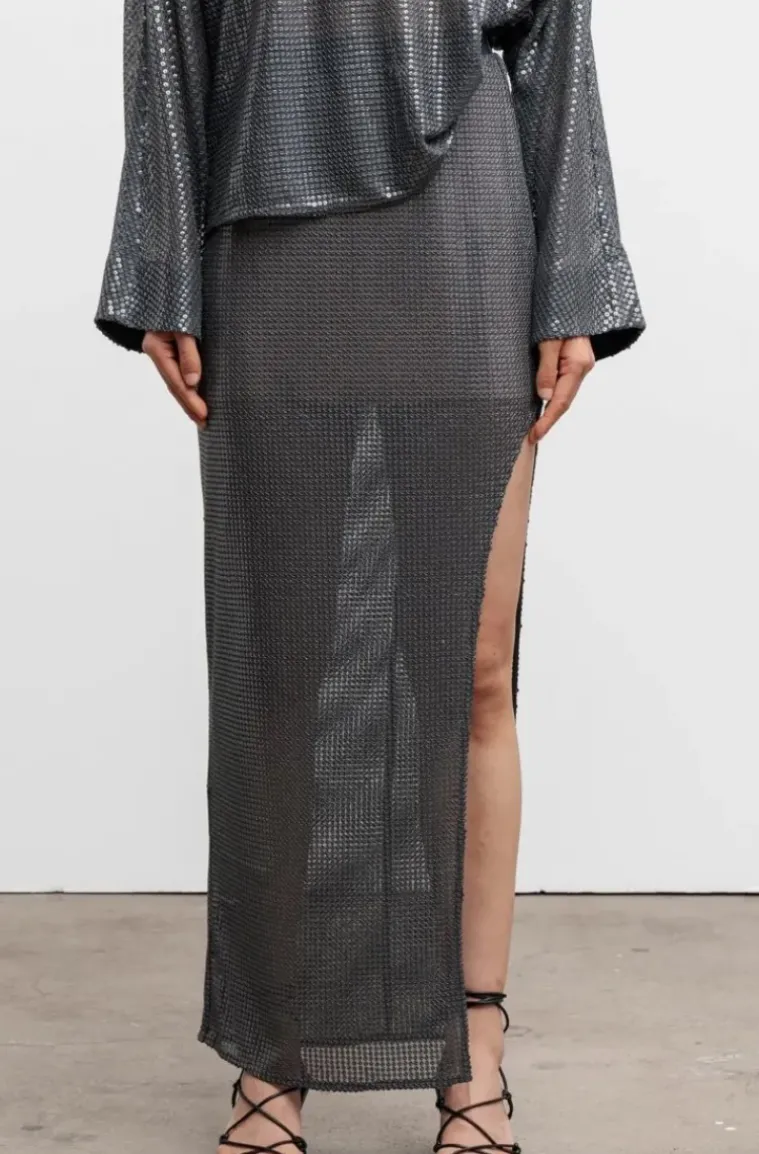 Ahlvar Gallery - Hilda Sequin Skirt - Dark Grey