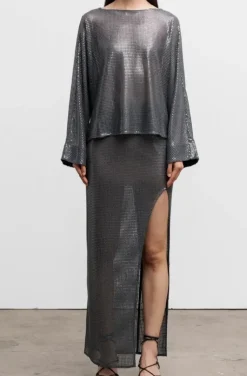 Ahlvar Gallery - Nina Sequin Blouse - Dark Grey