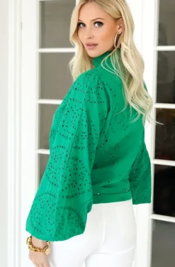 Blond Hour - Anglaise Blouse - Vibrant Green