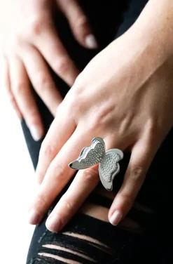 Blond Hour - Butterfly Ring Large - Silver