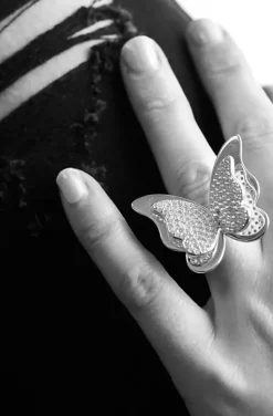 Blond Hour - Butterfly Ring Large - Silver