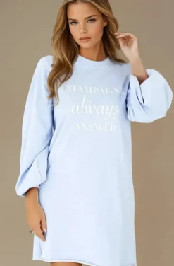 Blond Hour - Champagne Sweatshirt Dress - Light Blue
