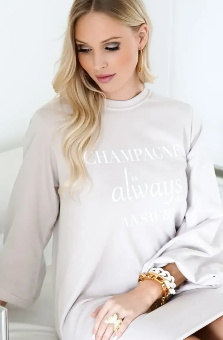 Blond Hour - Champagne Sweatshirt Dress - Sand