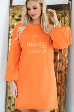 Blond Hour - Champagne Sweatshirt Dress - Orange