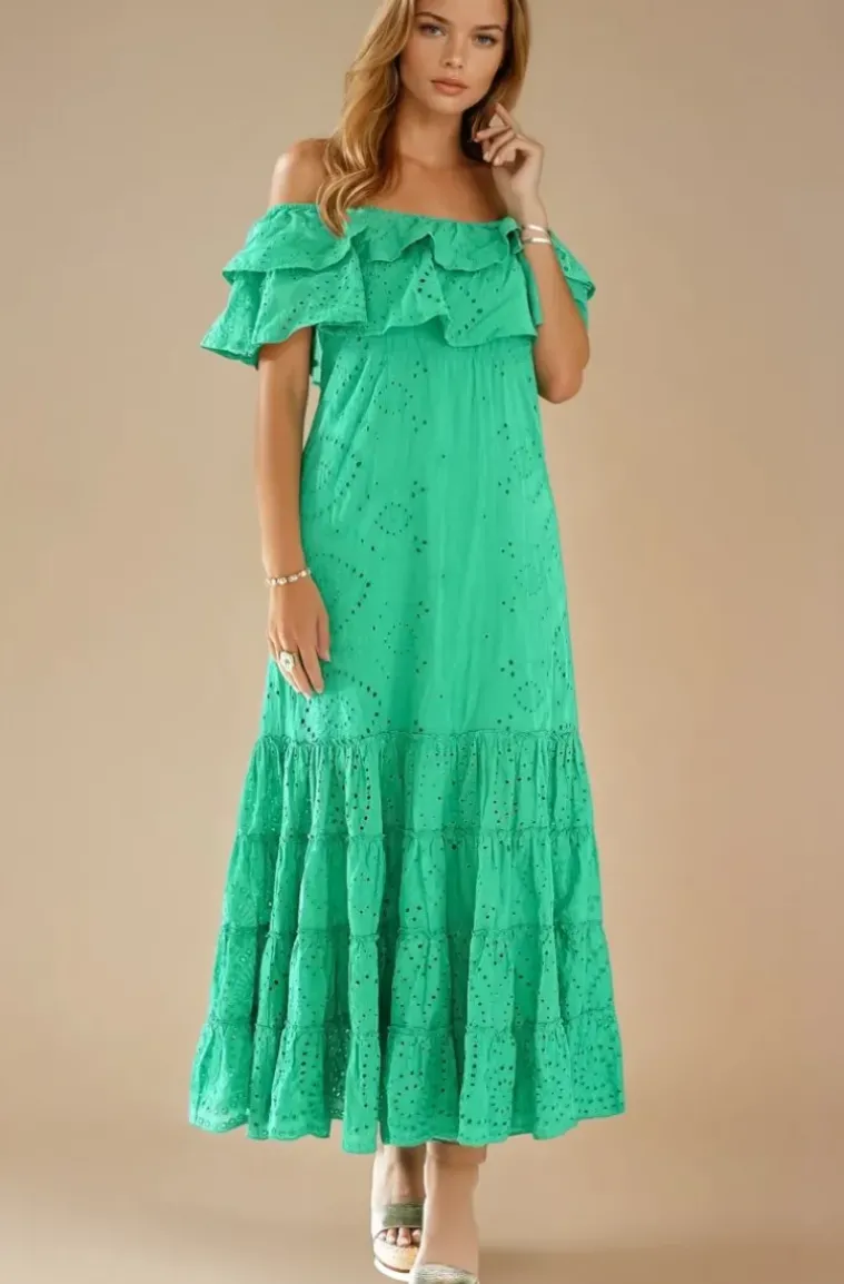 Blond Hour - Formentera Maxidress Offshoulder - Vibrant Green