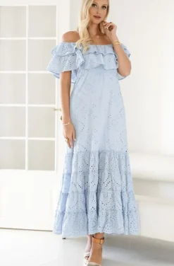 Blond Hour - Formentera Maxi Dress Broderie Anglaies - Light Blue