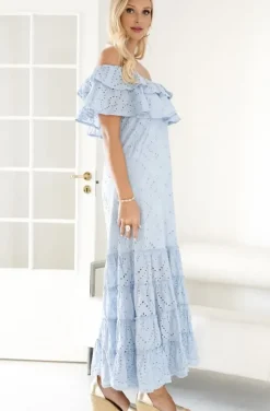 Blond Hour - Formentera Maxi Dress Broderie Anglaies - Light Blue
