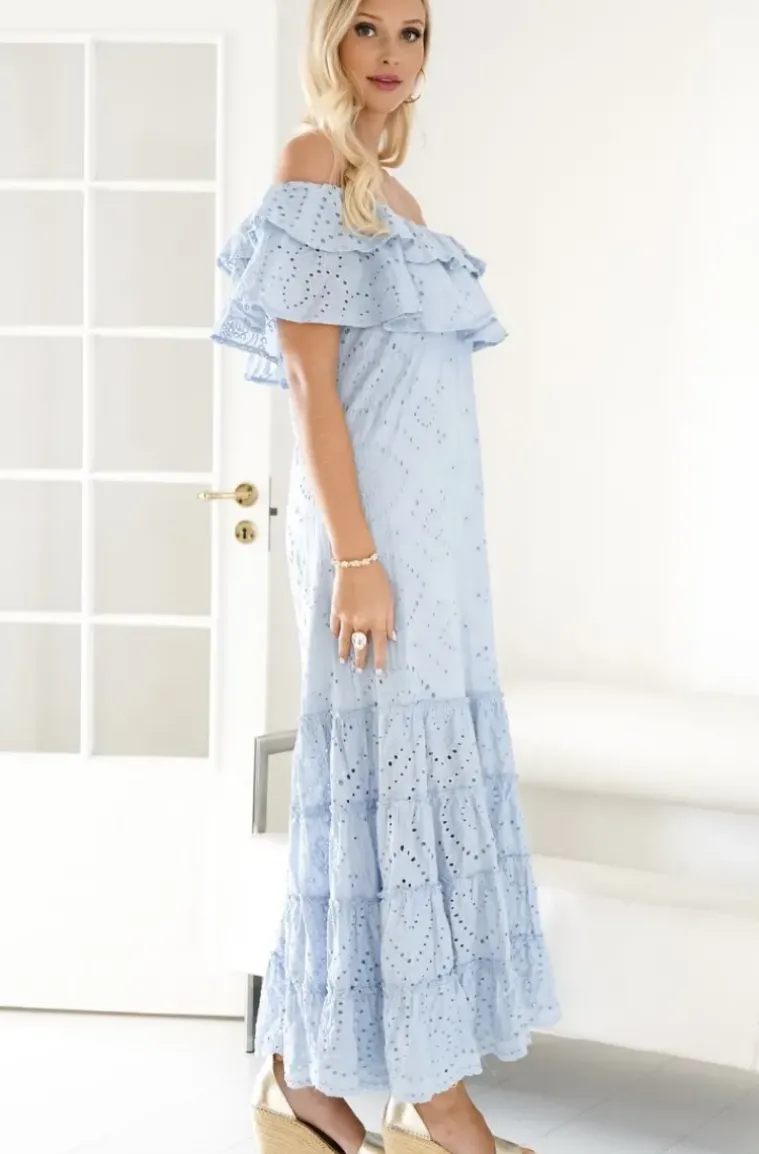 Blond Hour - Formentera Maxi Dress Broderie Anglaies - Light Blue