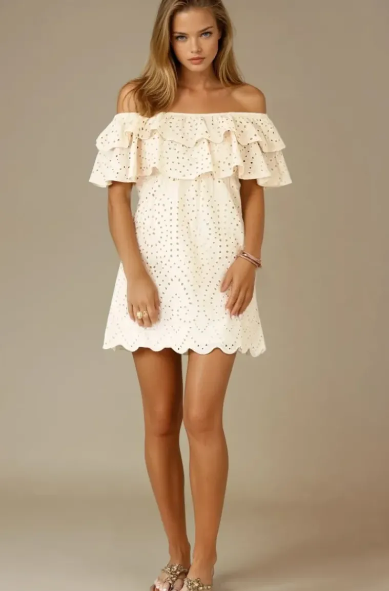 Blond Hour - Formentera Offshoulder Dress Short - Beige