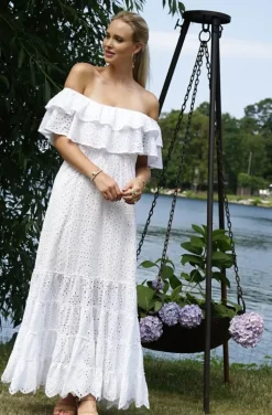 Blond Hour - Formentera Offshoulder Maxidress - White