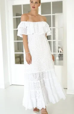 Blond Hour - Formentera Offshoulder Maxidress - White