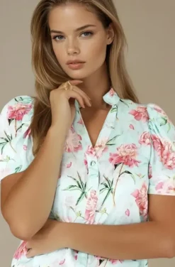 Blond Hour - Mizzle Blouse - Pink Flower