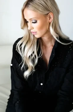 Blond Hour - Palma Shirt Dress Anglaise - Black
