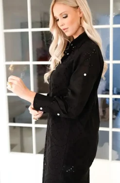 Blond Hour - Palma Shirt Dress Anglaise - Black