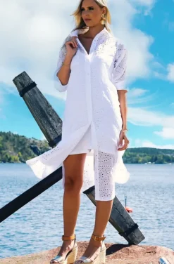 Blond Hour - Palma Shirt Dress Anglaise - White