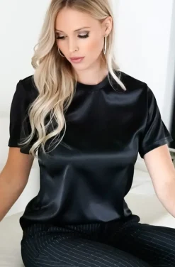 Blond Hour - Perfect Shiny Roundneck Top - Black