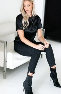 Blond Hour - Perfect Shiny Roundneck Top - Black