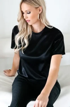 Blond Hour - Perfect Shiny Roundneck Top - Black