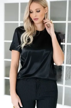 Blond Hour - Perfect Shiny Roundneck Top - Black