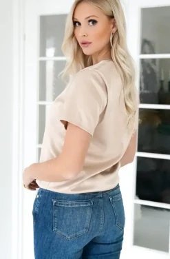 Blond Hour - Perfect Shiny Roundneck Top - Champagne