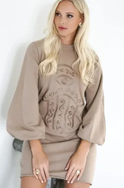 Blond Hour - Protected Sweatshirt Dress - Taupe