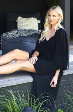 Blond Hour - Riviera Maxi Wrap Dress - Black