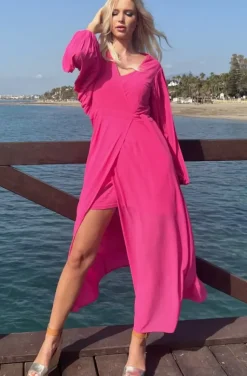 Blond Hour - Riviera Maxi Wrap Dress - Cerise