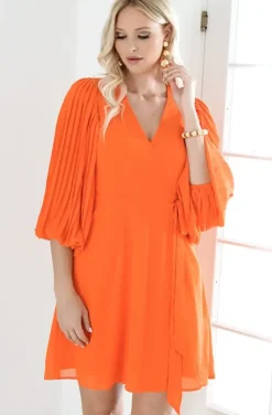 Blond Hour - Riviera Short Wrap Dress - Orange