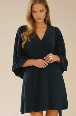 Blond Hour - Riviera Short Wrap Dress - Black