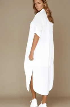 Blond Hour - Time Linen Shirt Dress White