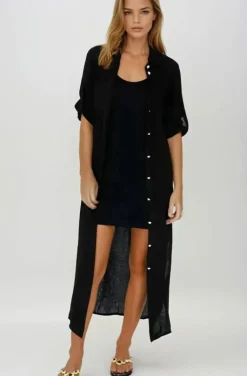 Blond Hour - Time Linen Shirt Dress Black