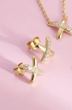Carolina Gynning Jewelry - Cross My Heart Earrings Goldplated