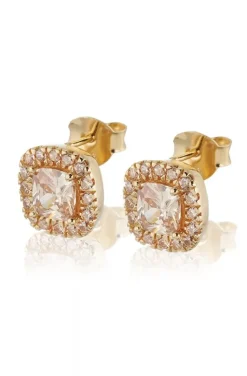 Carolina Gynning Jewelry - Glamorous Stud Earrings Goldplated Champagne