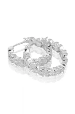 Carolina Gynning Jewelry - Sparkling Ellipse Mini Creol Earrings L Silver