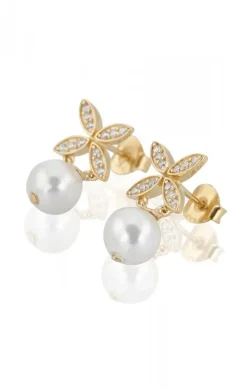 Carolina Gynning Jewelry - Ellipse Mini Pearl Earrings Goldplated