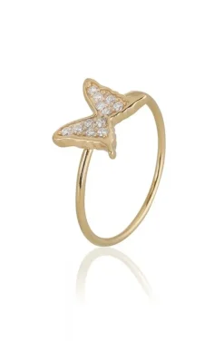 Carolina Gynning Jewelry - Petite Papillion Sparkling Ring Goldplated