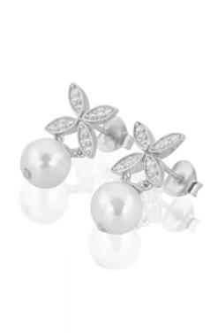 Carolina Gynning Jewelry - Ellipse Mini Pearl Earrings Silver