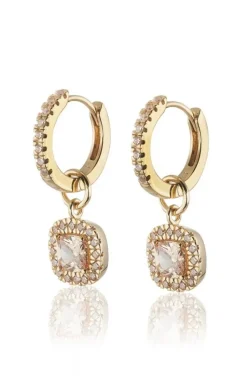Carolina Gynning Jewelry - Glamorous Creol Earrings Goldplated Champagne