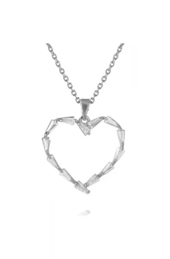 Caroline Svedbom - Baguette Heart Necklace Rhodium Crystal