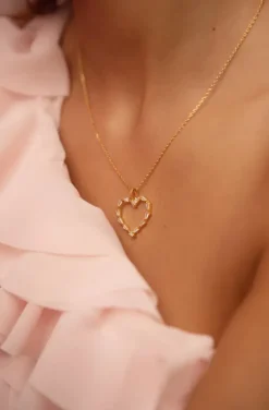 Caroline Svedbom - Baguette Heart Necklace Rhodium Crystal