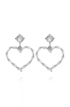 Caroline Svedbom - Baguette Heart Earring Rhodium Crystal