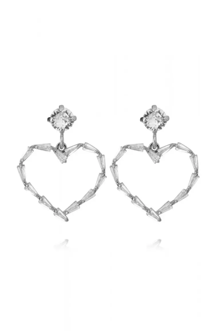 Caroline Svedbom - Baguette Heart Earring Rhodium Crystal