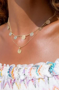 Caroline Svedbom - Bohemian Coin Necklace - Rhodium Crystal