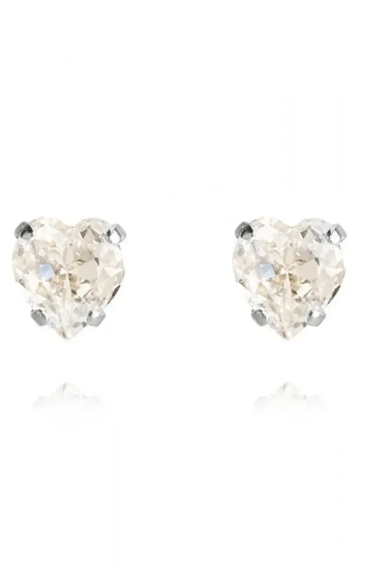 Caroline Svedbom - heart studs rhodium crystal