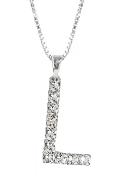 Caroline Svedbom - Letter Necklace L- Rhodium Crystal
