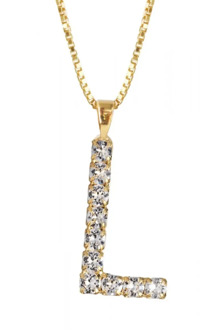 Caroline Svedbom - Letter Necklace L - Gold Crystal