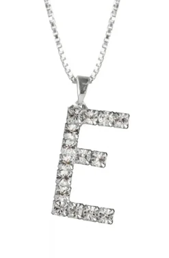 Caroline Svedbom - Letter Necklace E- Rhodium Crystal