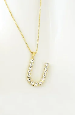 Caroline Svedbom - Letter Necklace U - Gold Crystal